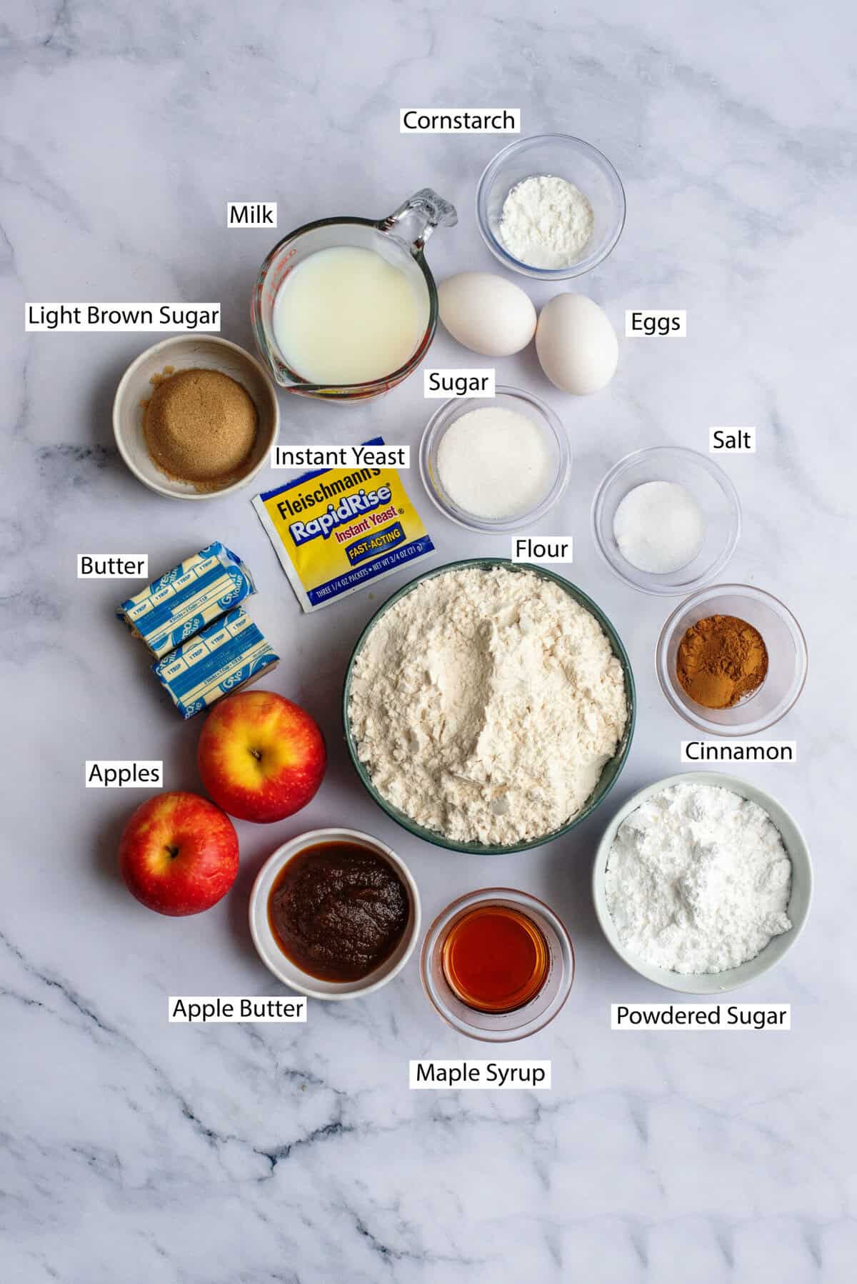 Ingredients for apple cinnamon rolls