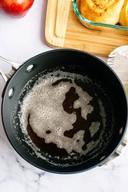 Melted butter in a small saucepan