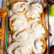 Apple Cinnamon Rolls in a baking pan