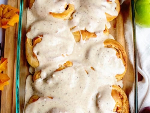Apple Cinnamon Rolls in a baking pan