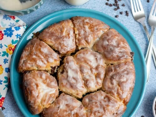A plate of chocolate chip biscuits