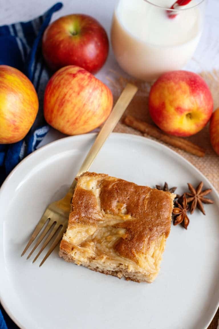 One serving of Apple Crackle Cake on a plate