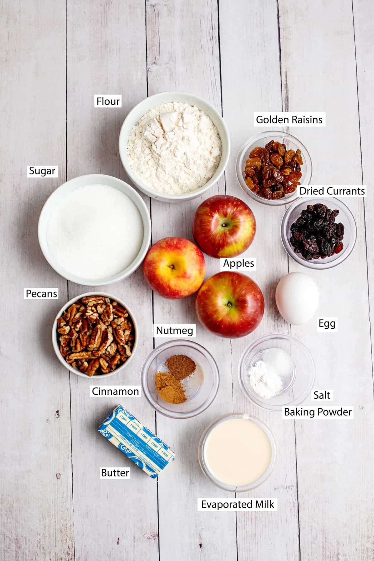 Ingredients for apple pecan cobbler