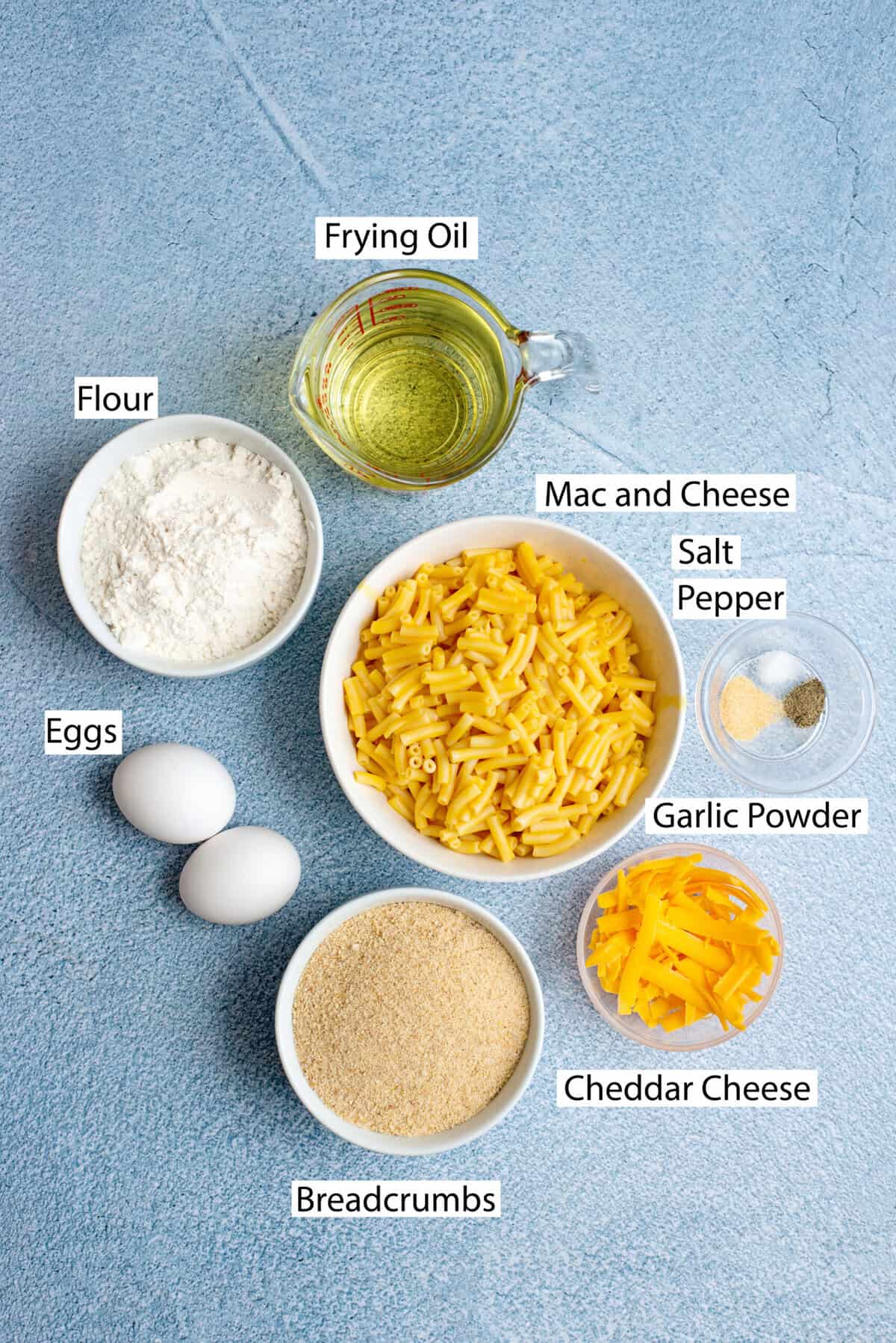 Ingredients for mac and cheese balls