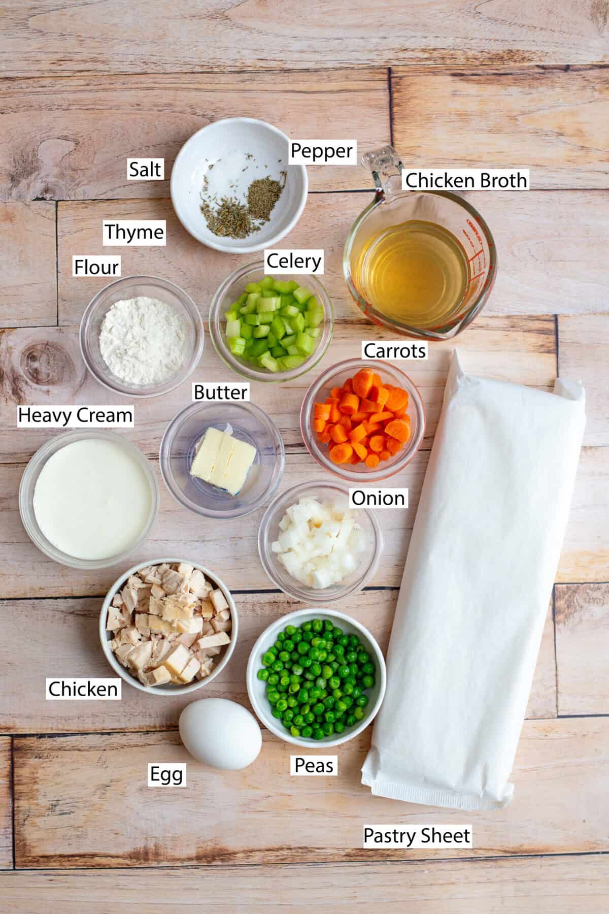 Ingredients for the handheld chicken pot pies