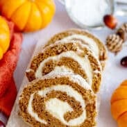A sliced Pumpkin Roll