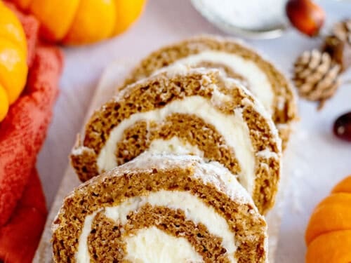 A sliced Pumpkin Roll