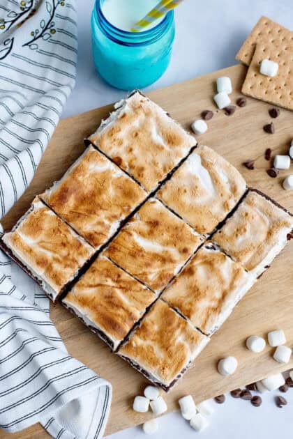 s'mores brownies sliced into squares