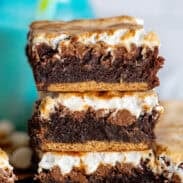 A stack of s'mores brownies