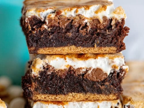 A stack of s'mores brownies