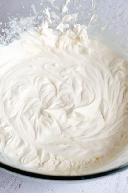 A bowl of whipped cream for the cranberry fluff salad