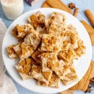 A plate of eggnog fudge slices
