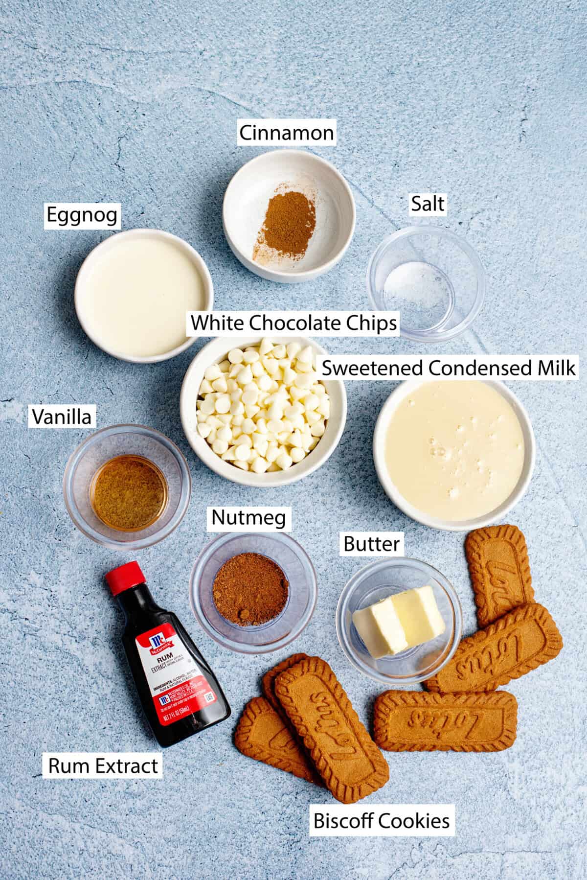 Ingredients for eggnog fudge