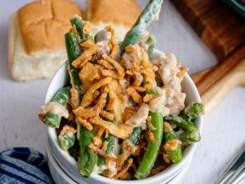 A serving of Green Bean Casserole