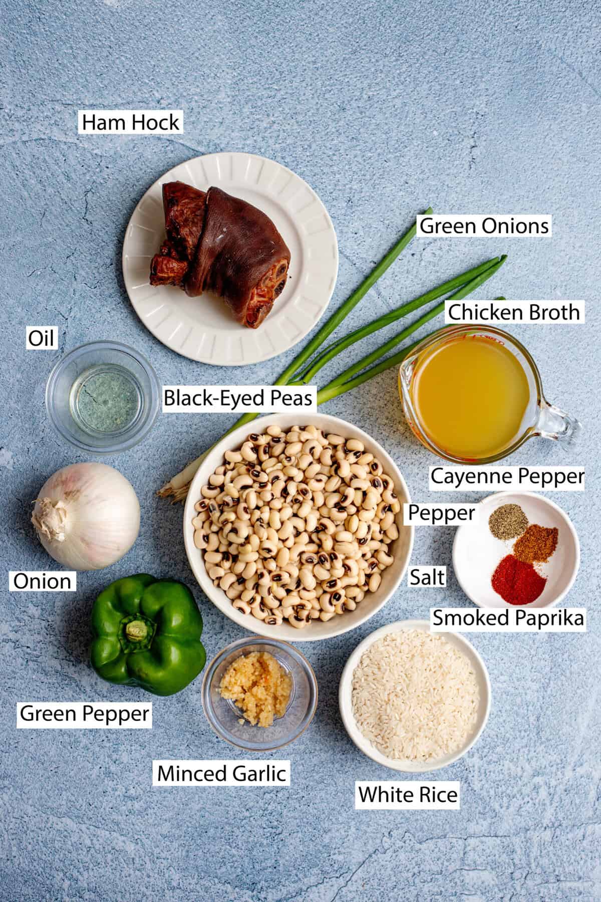 Ingredients for slow cooker Hoppin' John