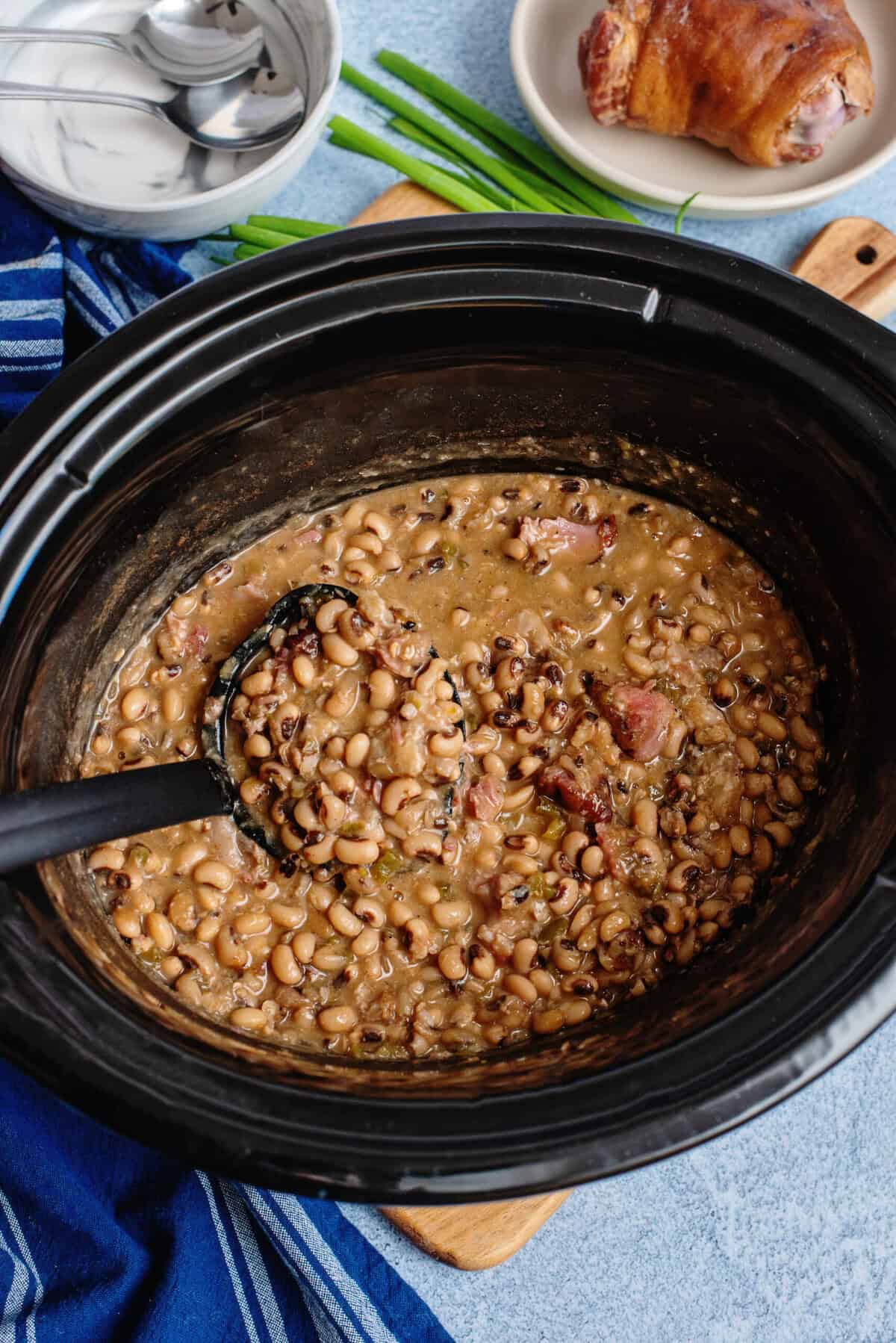 Slow-cooked Hoppin' John in the crockpot
