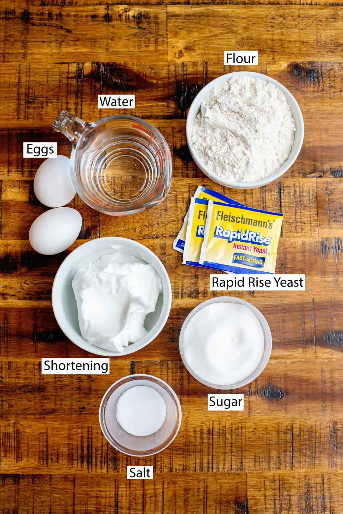 Ingredients for homemade dinner rolls