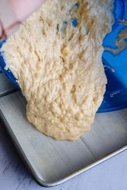 Banana bread cake bars batter