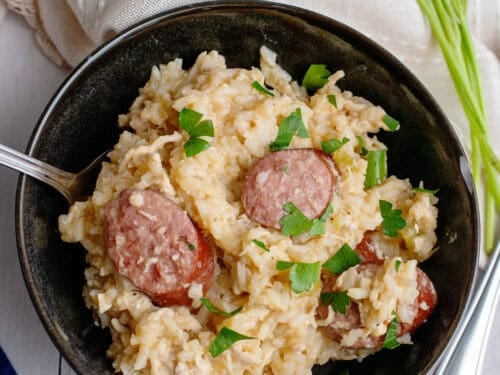 A bowl of classic chicken bog