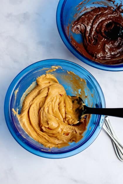 Creamy peanut butter layer for chocolate peanut butter fudge