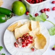 Cranberry Jalapeño Cream Cheese Dip on a chip
