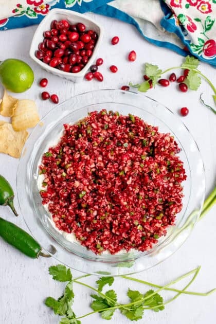 Completed Cranberry Jalapeño Cream Cheese Dip