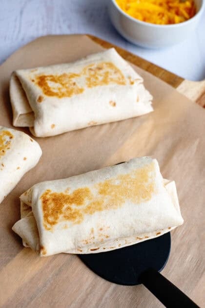 Grilled grab and go breakfast burrito