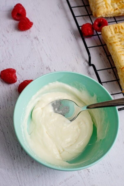 Whisking together the glaze for homemade toaster strudels