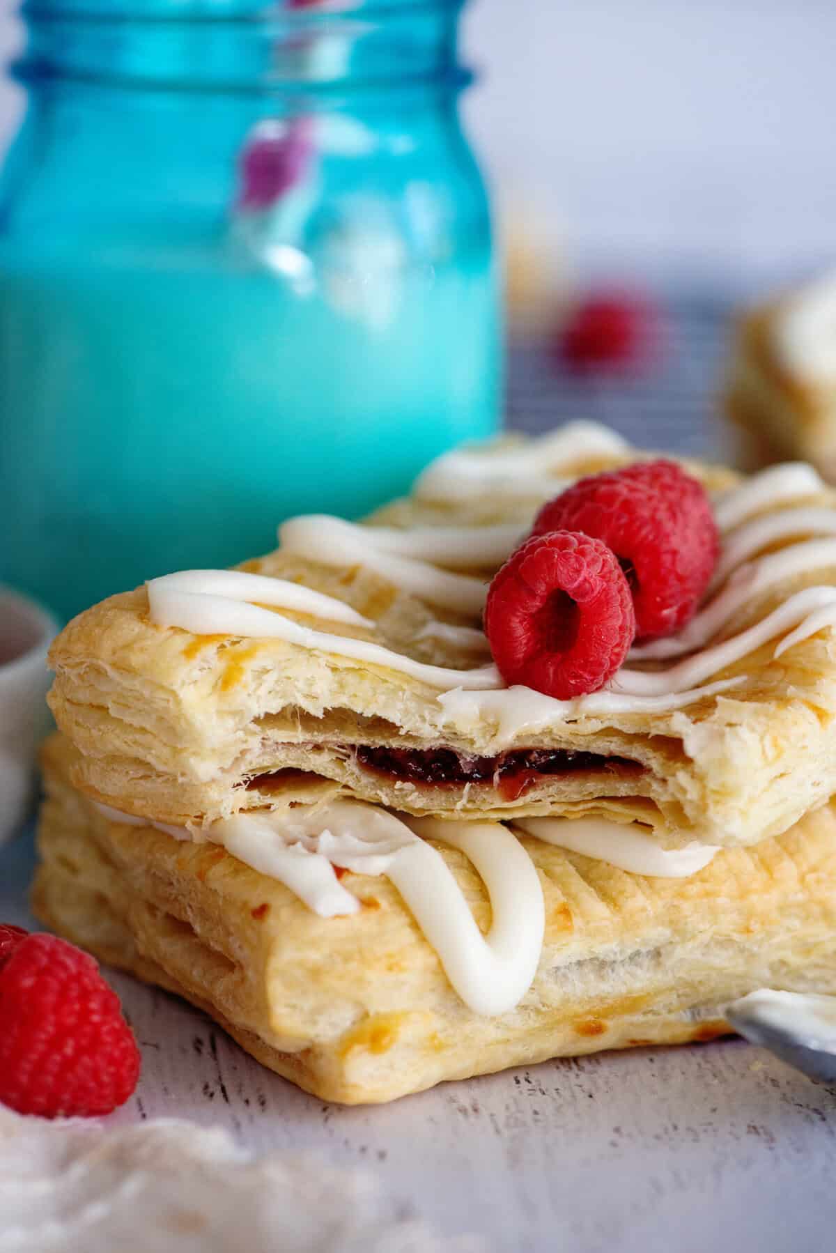 Side view of homemade toaster strudels