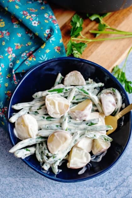 Creamed beans and taters on a serving dish