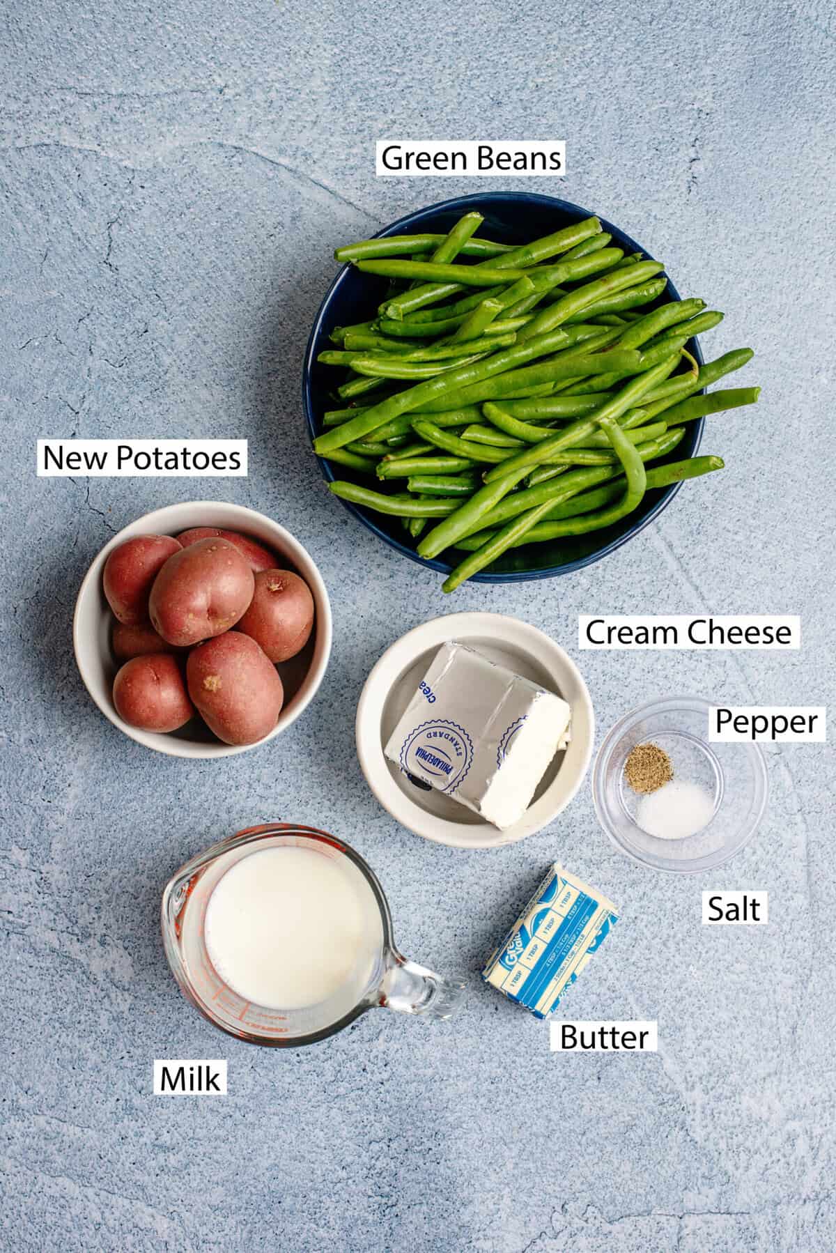 Ingredients for creamed beans and taters