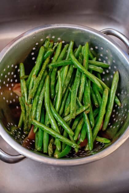 Green beans in a colander