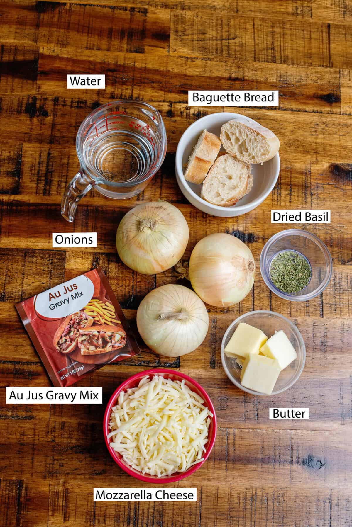 Ingredients for French Onion Soup
