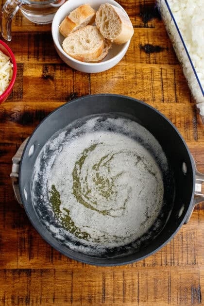 A saucepan with melted butter