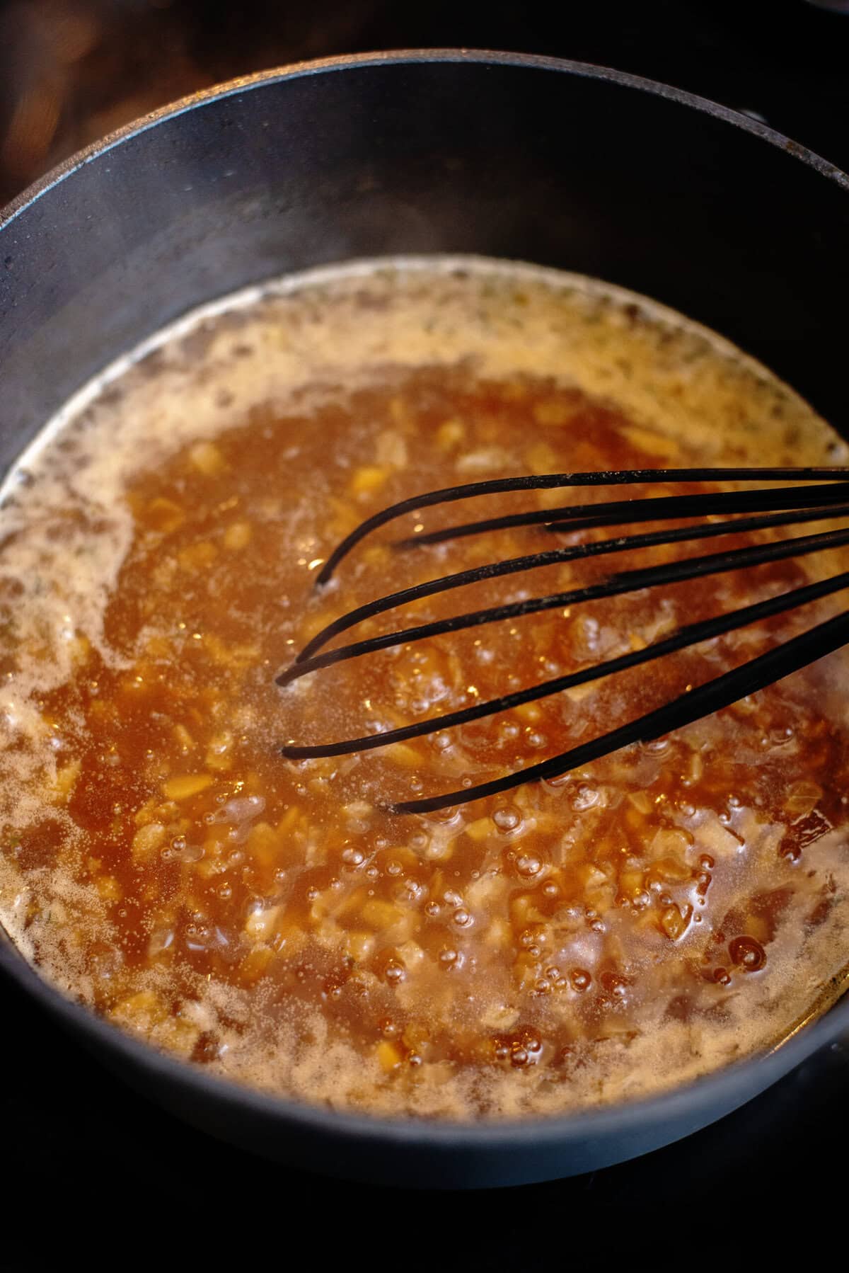 Simmering the French Onion Soup