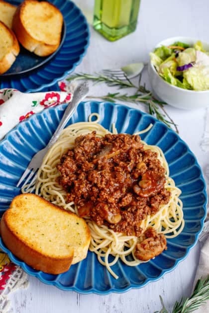 A finished plate of Crock Pot Spaghetti