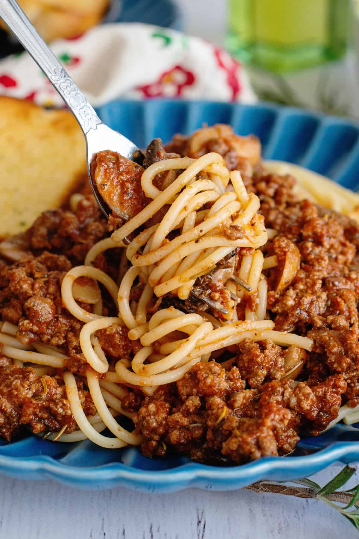 Close up of Crock Pot Spaghetti