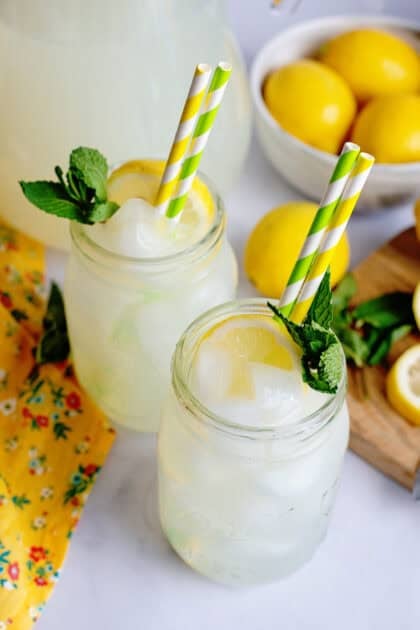 2 finished glasses of old fashioned lemonade