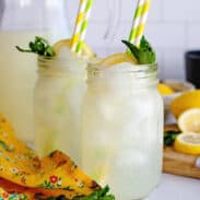 2 mason jars of old fashioned lemonade
