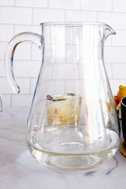 Adding water to a pitcher