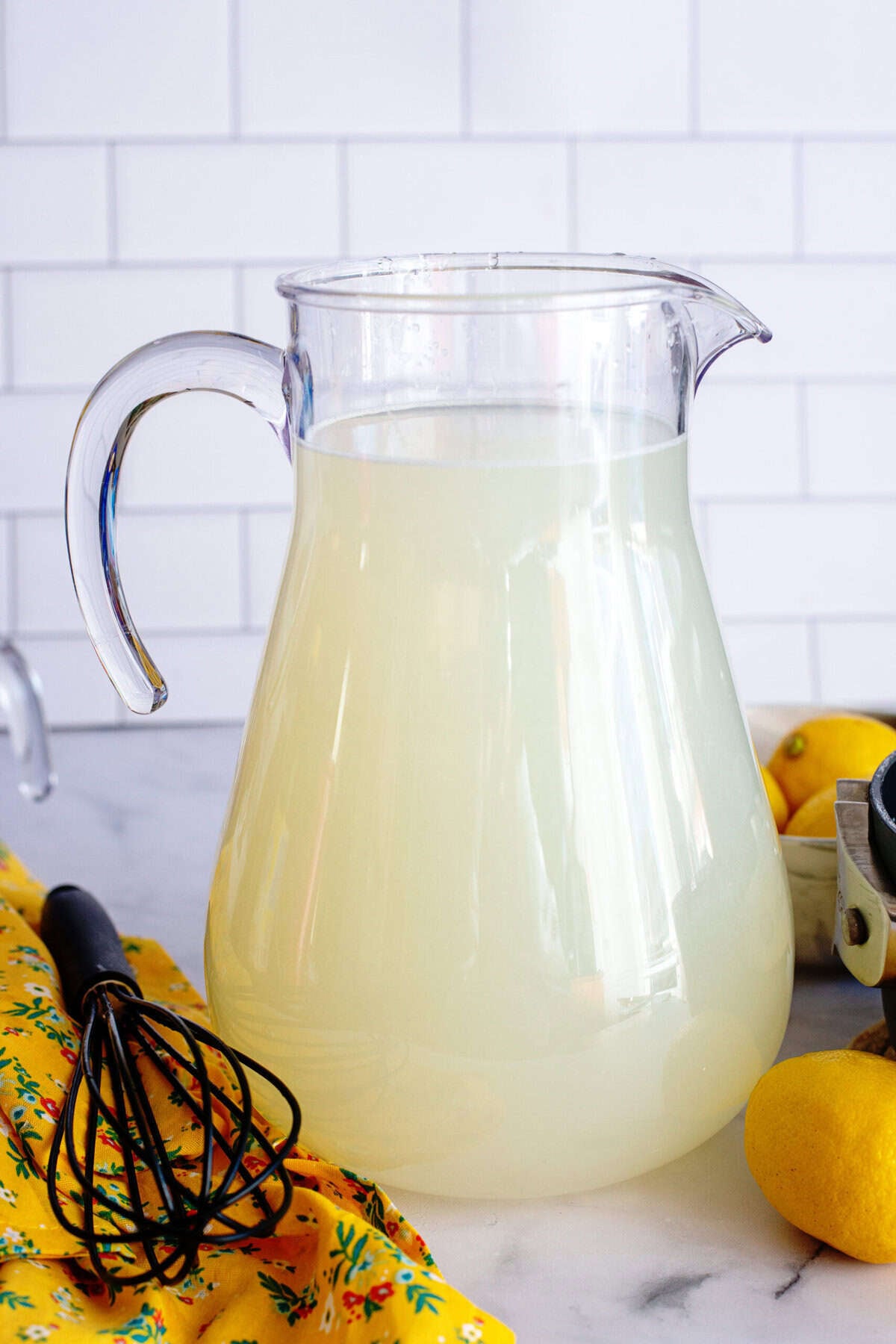 A mixed pitcher of old fashioned lemonade