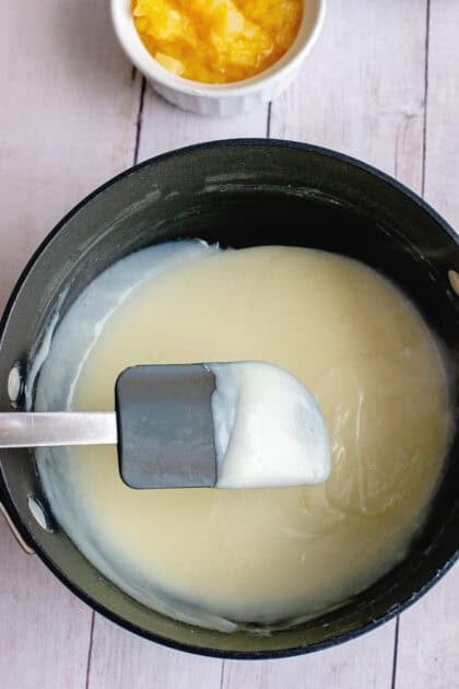 Thick and stirred Frog Eye Salad custard