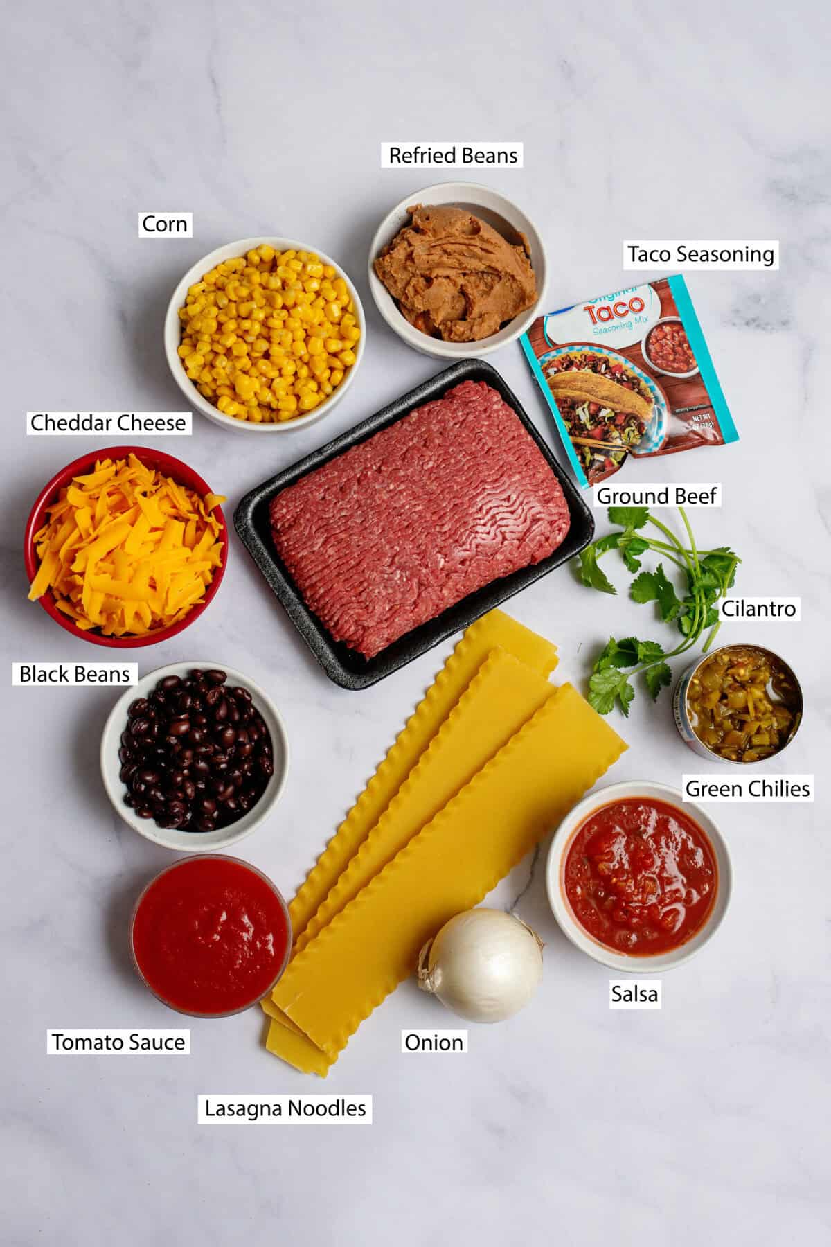 Ingredients for Tex Mex Lasagna