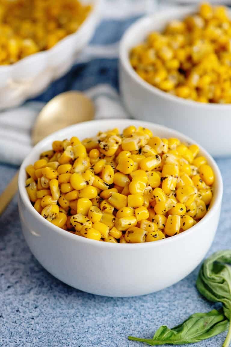 A small bowl of Basil Corn