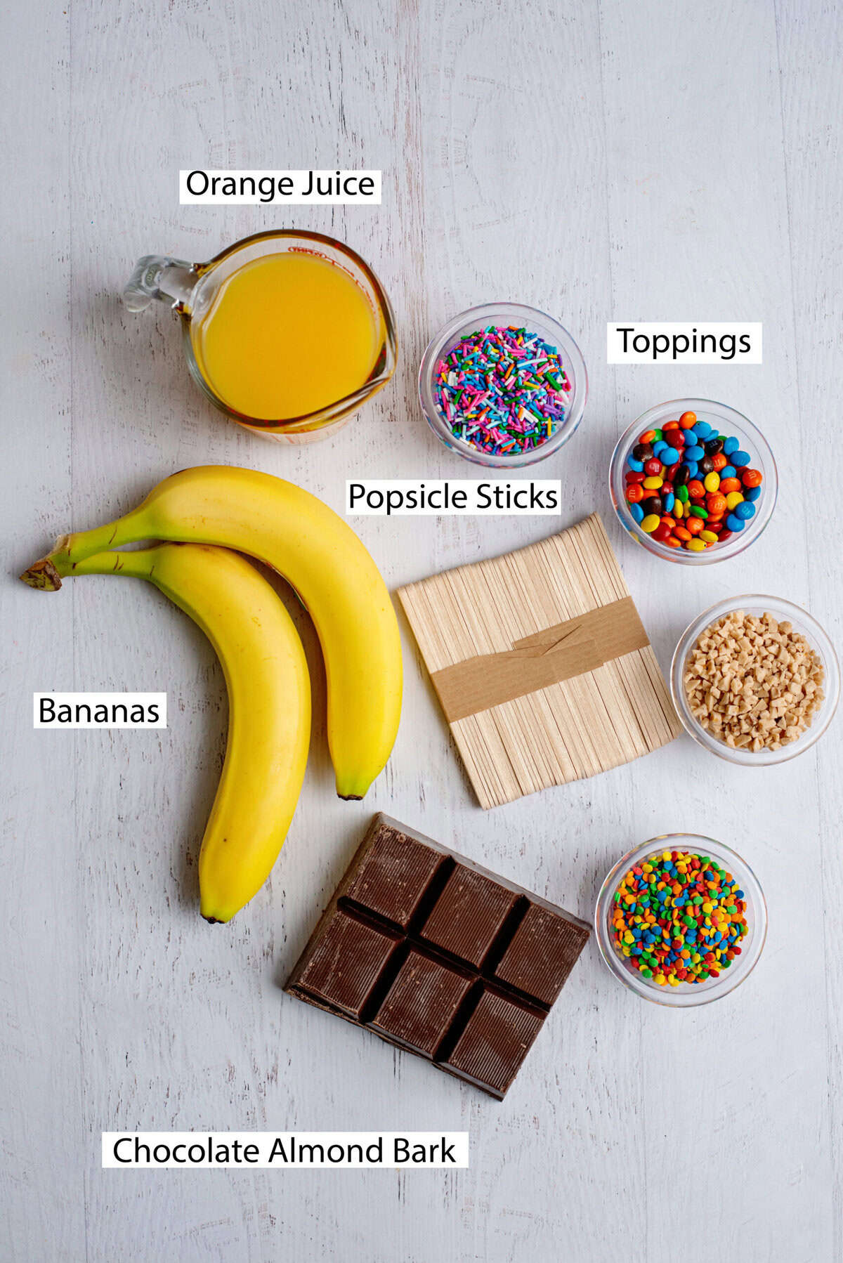 Ingredients for chocolate covered bananas