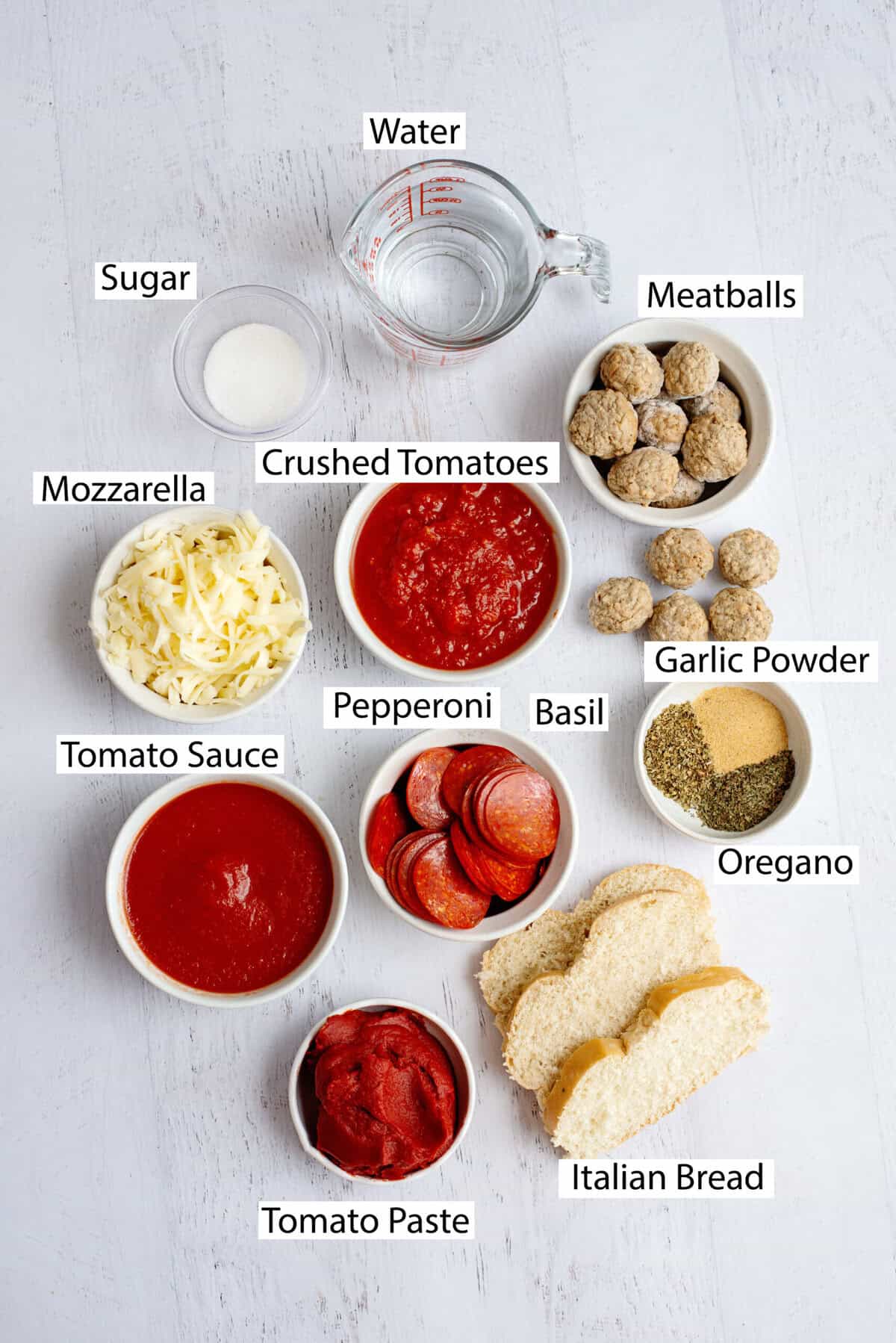 Ingredients for pizza soup