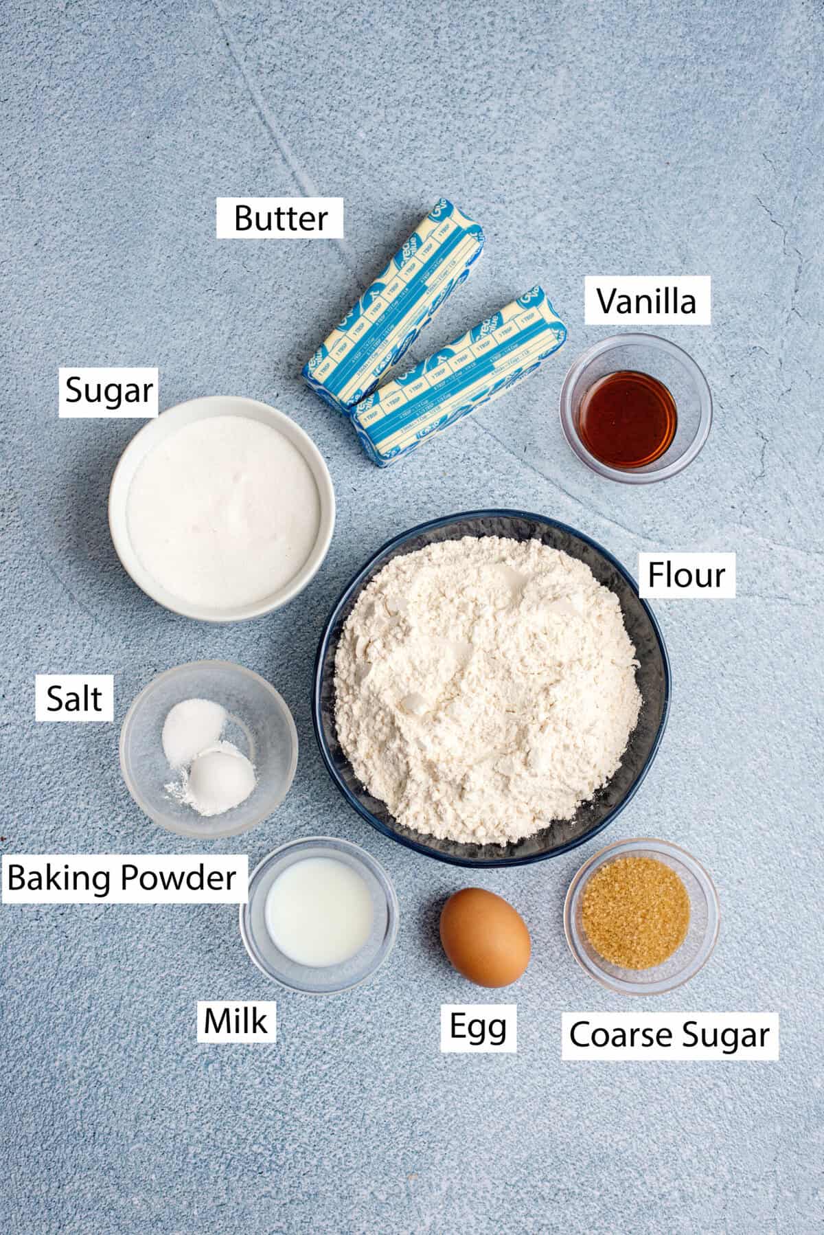 Ingredients for old fashioned butter cookies