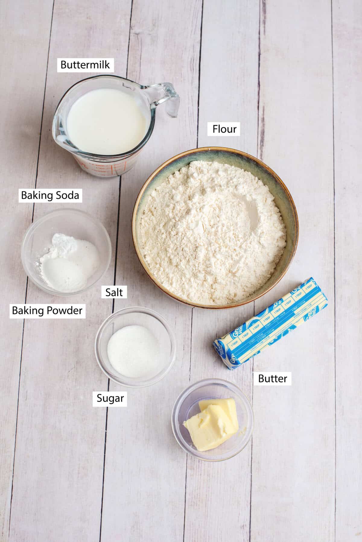 Ingredients for cathead biscuits