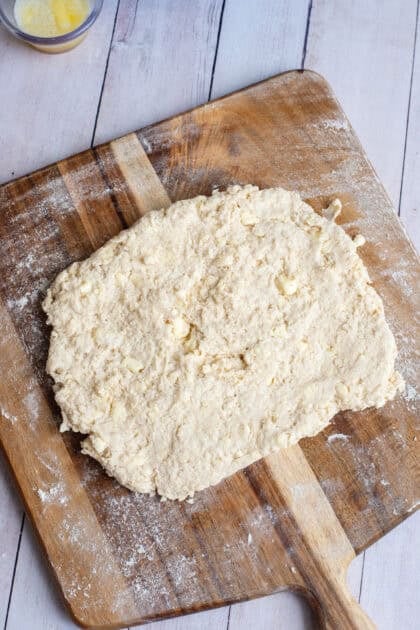 flattened cathead biscuit dough