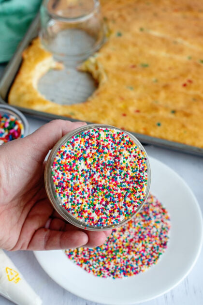 Finished Funfetti dot cake jar